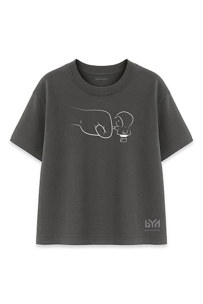 BOYANOVA Children's Dream Fist Buckle Character Printed Smoked Oversize T-Shirt
