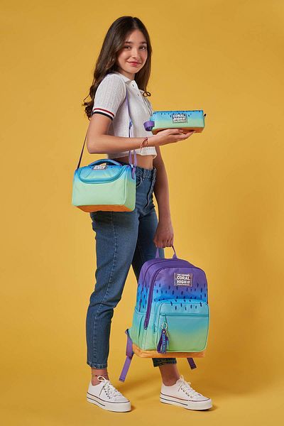 Coral High Set de genți de școală din 3 piese cu tranziție de culoare violet liliac 0123637