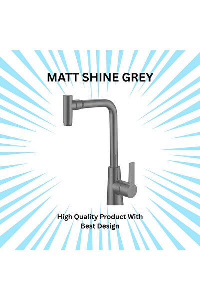 Generic ITG Wall Mounted Stainless Steel Kitchen Faucet – Grey Matte Shine Finish, 360° Swivel Spout, SAS