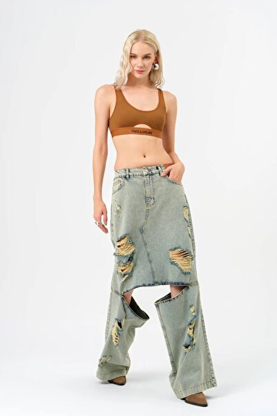 tw3 Design Femei Fusta Pantaloni Jean