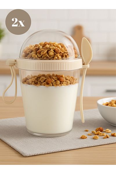 Mapple Home Gomix Duo 2-Pack 600ml Muesli Container, Yogurt Container, Salad and Snack Box
