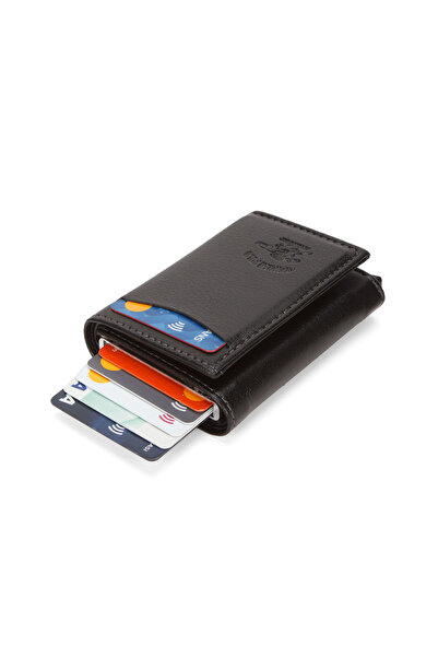 Newish Polo Men's Black Vegan Leather Portfolio Clutch and Wallet Card Holder