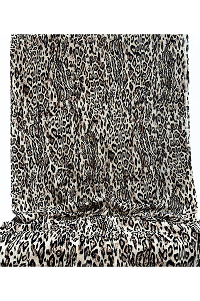 kumaş sarayı Leopar Desenli Gofre Kumaş – Akışkan ve Nefes Alabilir – Elbisel...