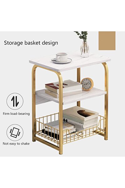 Generic Side Table, 2/3/4 Tier Industrial Style Bedside Table with Storage Rack, High Side Table for Small S