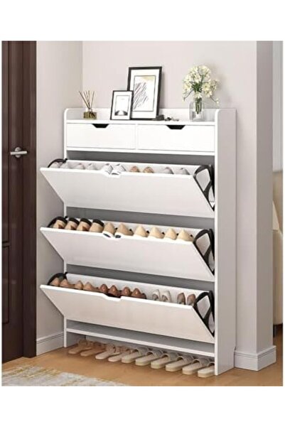 Generic 4 Tier Shoe Rack Organizer Storage Foldable Closet with Doors for Living Room