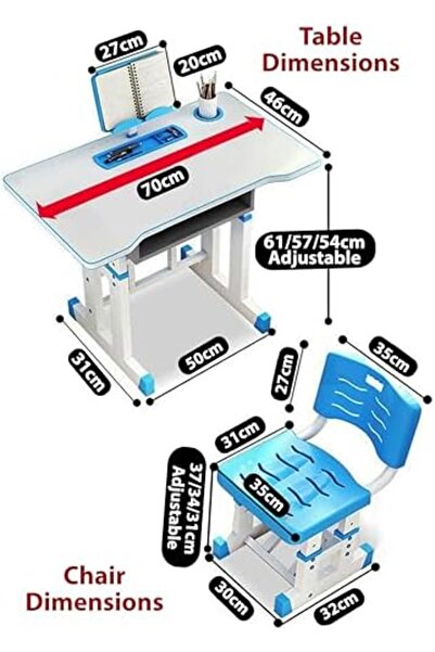 Generic Adjustable Kids Study Desk And Chair Set Educational Table with Ergonomic Design Safe Construction A
