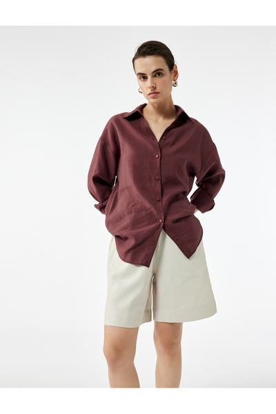Koton Beli Bağlamalı Regular Fit Cepli Keten Şort