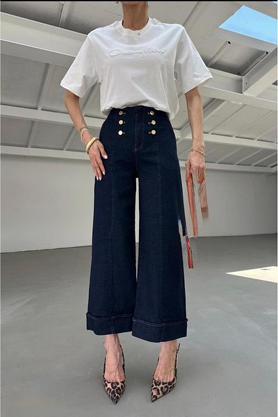 Dilvin 71992 Short Trousers with Front Buttons-Navy Blue