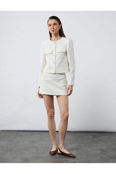 Koton Standard Waist Mini A-Line Tweed Skirt