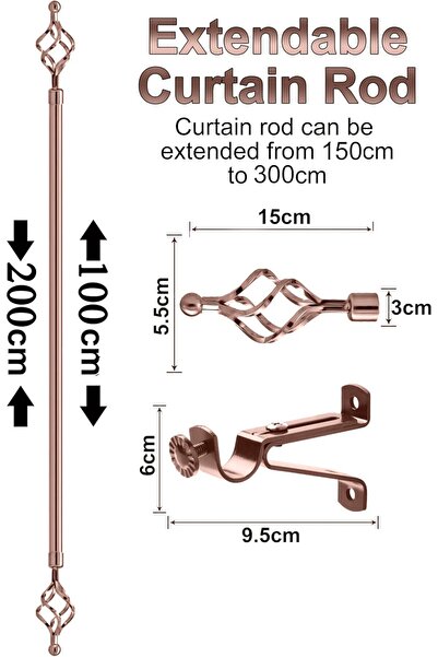 Generic Antique Roman Window Covering Curtains Rod Blinds Pipe Extendable Sunshades Pole Drapery