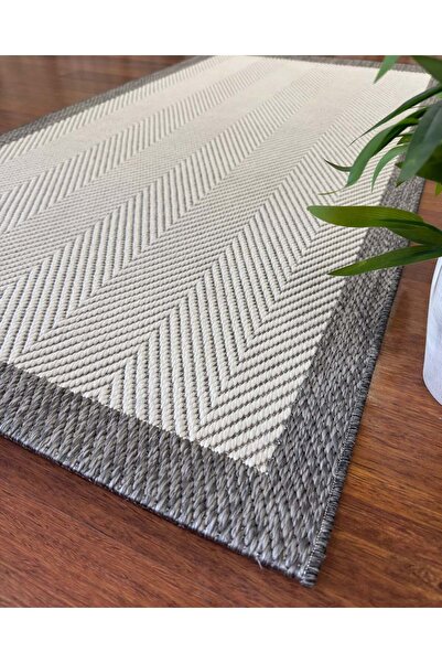 NaRStore Home Sisal Gri Jüt Hasır Bordürlü Model Renk Dokuma Yıkanabilir Toz Vermez Halı