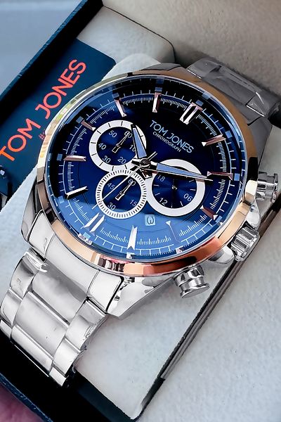 Tom Jones Original Gift Men Wrist Watch Waterproof Silver Color Steel Band Gift Bracelet Gtje2101C1