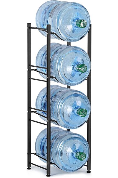 Generic 5 Gallon Water Jug Holder, 4-Tier Black Heavy Duty Rack, Bottle Organizer for Home Office