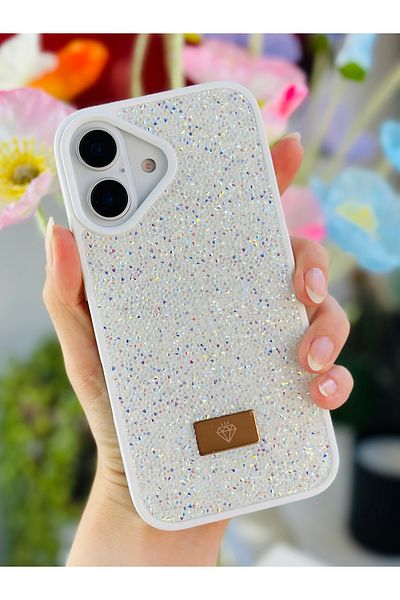 Go Aksesuar حافظة سيليكون متوهجة بتصميم ألماس متوهجة بالألماس متوافقة مع هاتف iPhone 16