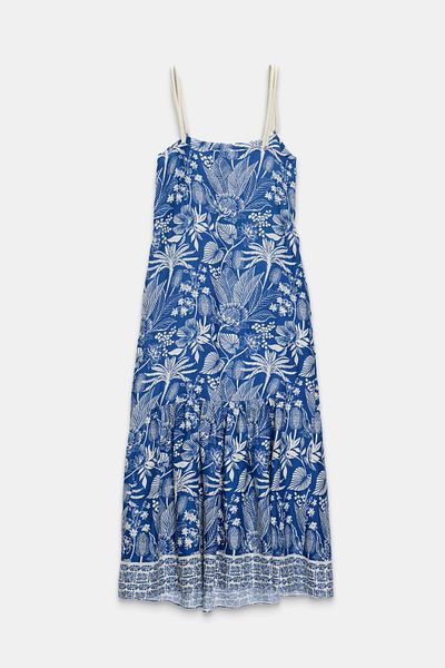 Setre Blue Rope Strap Patterned Full Fit Dress