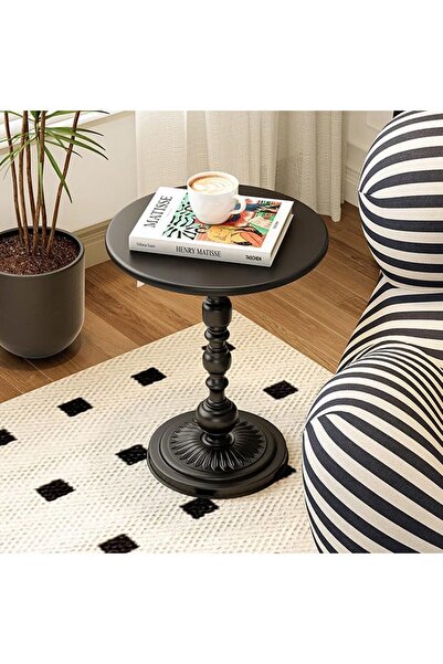 Generic Round End Table, Sturdy Metal Coffee Table, Antique Sofa Corner Table, Easy to Assemble, for Living