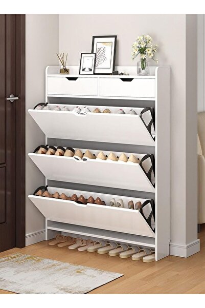 Generic 4 Tier Shoe Rack Organizer Storage Foldable Closet with Doors for Living Room