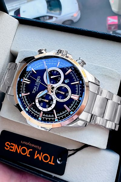 Tom Jones Original Gift Men Wrist Watch Waterproof Silver Color Steel Band Gift Bracelet Gtje2101C1