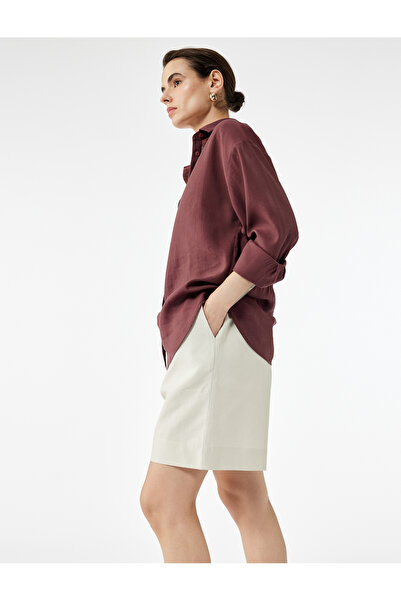 Koton Beli Bağlamalı Regular Fit Cepli Keten Şort