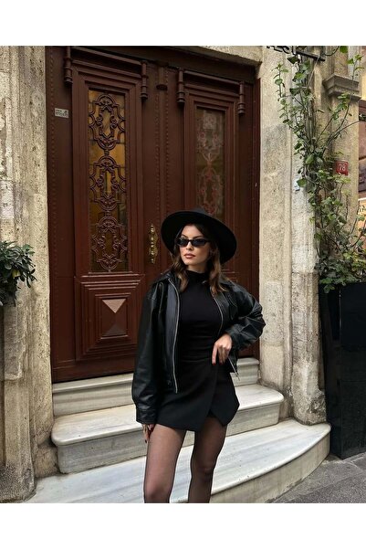 MEECY Women's New Season Bomber Leather Jacket