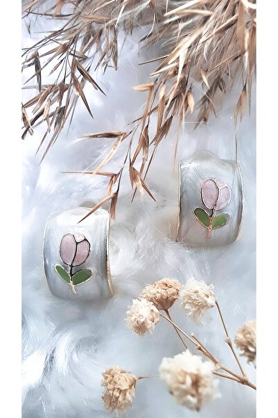 Serenity أقراط بيضاوية الشكل على شكل زهرة التوليب الوردية