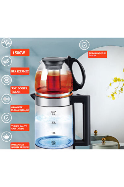 teknotrust 1-2 L Maress Elektrikli Çay Makinası Cam Elektrikli Çaydanlık 220 ...
