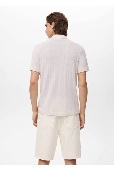 MANGO Man Ajur örgü pamuklu polo gömlek