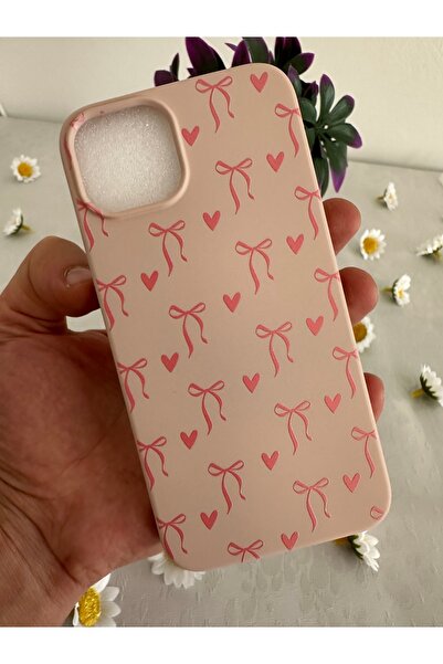 HyperAge İPhone 13 / 14 Uyumlu Kılıf İçi Kadife Lansman Kurdele Fiyonk Tasarım Baskılı Silikon Kapak