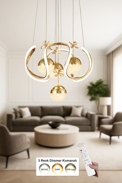 Avizemoda Rumi 4'Lü Dimmer Kumandalı 3 Renk Ledli (Sarı-Beyaz-Gün Işığı) Mode...