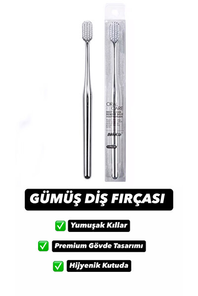 BIJIE Gümüş Renk Beyaz Kıl Başlıklı Diş Fırçası (1 ADET)