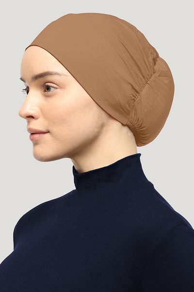 Mesa Charm Women's Hijab Lycra Elastic Non-Slip Combed Cotton Bonnet Milk Coffee