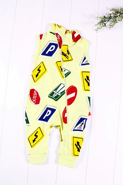 candar 3-9 أشهر بدلة أطفال مرورية باللون الأصفر