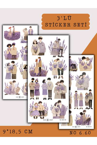 Else Craft 3'lü Lavanta Couple Temalı Sticker 6.60 - Ajanda Planlayıcı Bullet...