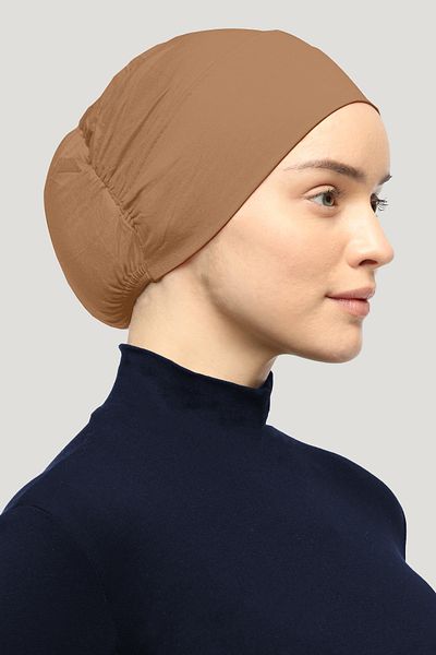Mesa Charm Women's Hijab Lycra Elastic Non-Slip Combed Cotton Bonnet Milk Coffee