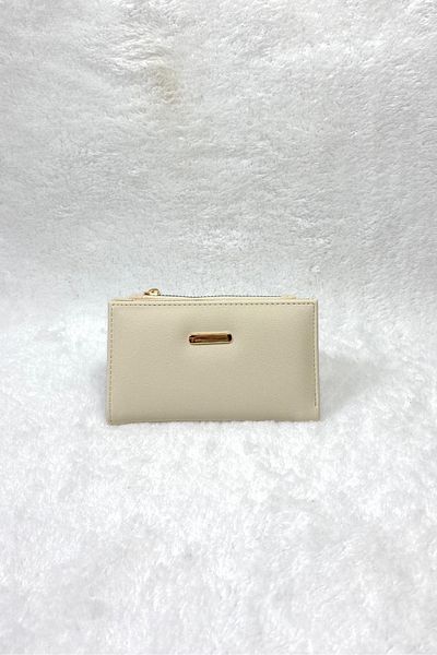 Mazel Design Cream Basic Zippered Wallet