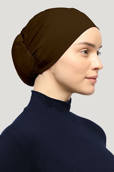 Mesa Charm Women's Hijab Lycra Elastic Non-Slip Combed Cotton Bonnet Chocolate