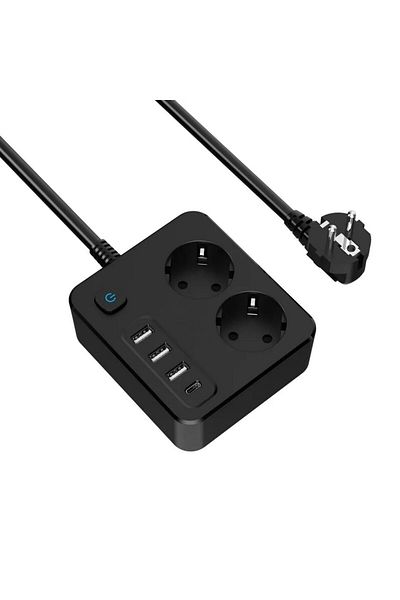 INNOVIO Prelungitor de putere mare INNOVIO, 16A/4000W, 2 prize, 3 porturi USB-A, 1 port USB-C PD 30W