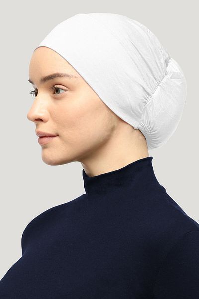 Mesa Charm حجاب أبيض ممشط - غطاء رأس ليكرا ومرن مانع للانزلاق
