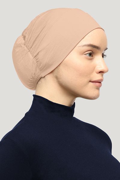 Mesa Charm Women's Hijab Lycra Elastic Non-Slip Combed Cotton Bonnet Beige