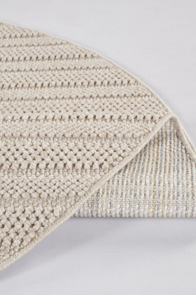 Livset Yumuşak Bukleli Bej Oeko-tex Sertifikalı Yuvarlak Oturma Odası Salon Mutfak Balkon Çocuk Halısı