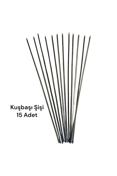 YILMAZNARGİLE 15 Adet Yassı Düz Kuşbaşı Şişi 55 Cm ,Et Mangal Yassı Şiş,barbekü Şişi,mangal Kuşbaşı Şişi