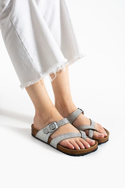 COMFORT OF PANTOFOLE Shiny Silver Slippers - Stylish and Comfortable Design