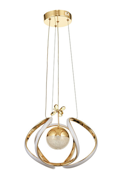 Avizemoda Vira Tekli Dimmer Kumandalı 3 Renk Ledli (Sarı-Beyaz-Gün Işığı) Modern Sarkıt Avize - Gold