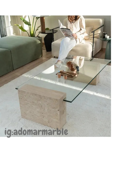 adomarmarblehandmadeandluxury ADOMAR Traverten Orta Sehpa, Mermer Orta Sehpa,...