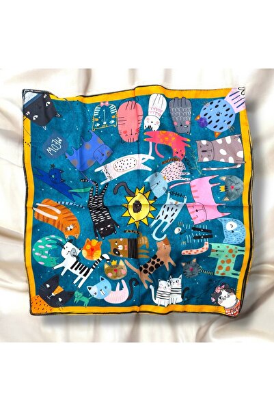 Oyt DÜKKAN Oytdükkan Neşeli Kediler Tasarım Bandana / Fular 48 X48