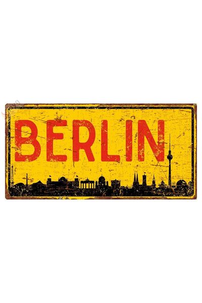 Hayg Equipment Berlin Silüetli Dekoratif Alüminyum Tabela - Retro Metal Duvar...