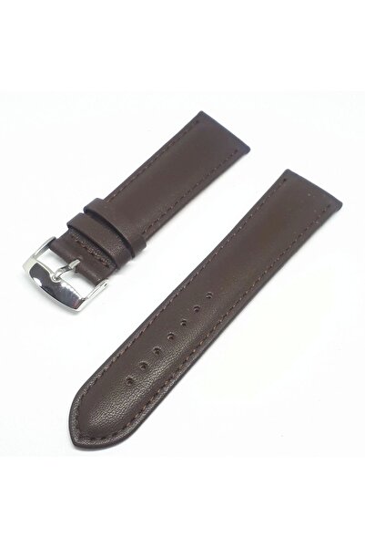 atasaat حزام ساعة من الجلد الطبيعي بدون نمط بني للجنسين مقاس 20 ملم