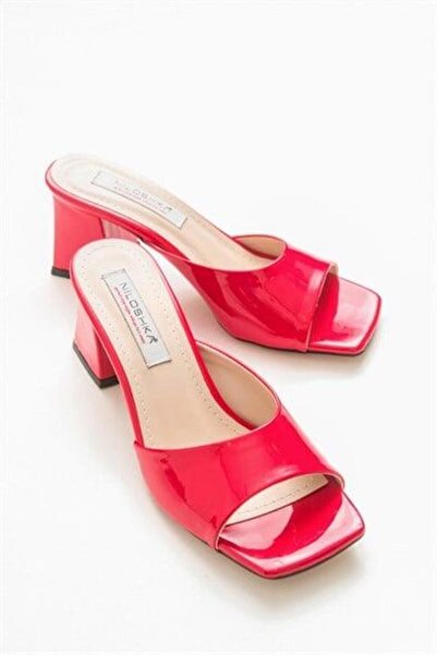 Zoe3 Style Kadın DBLN Kırmızı Rugan Terlik