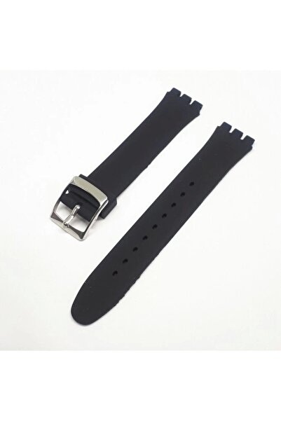 atasaat 17mm Swatch Uyumlu Siyah Slikon Saat Kordonu