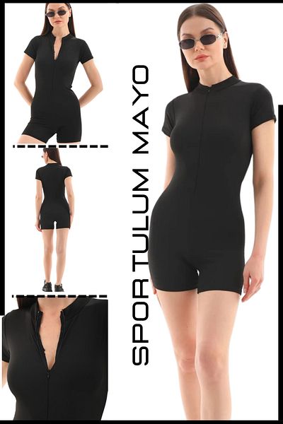 mrmpro Women's Sea Jumpsuit Sports Swimsuit Front Zipper Detail Quick Dry Water Retention Gathering Effect